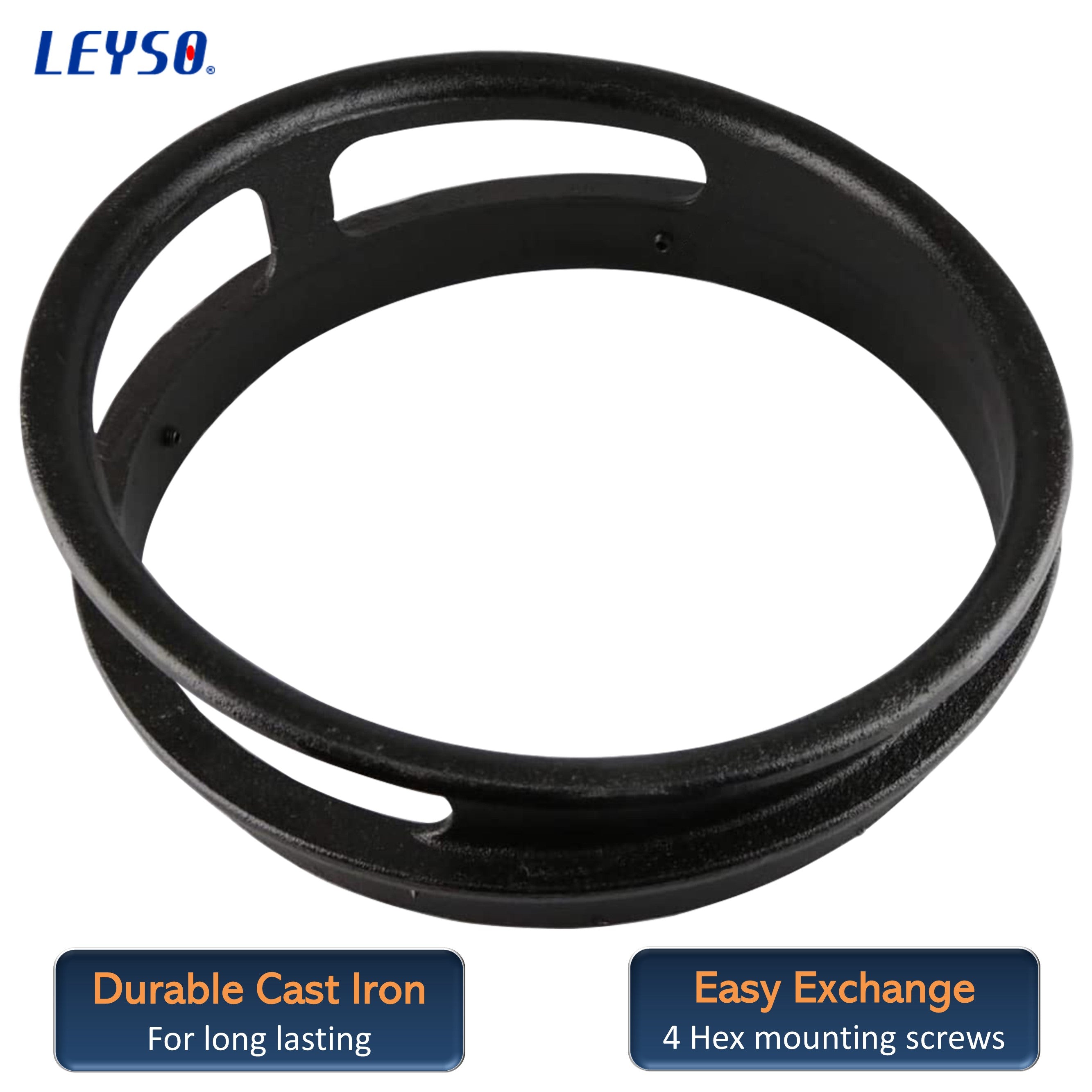 Leyso 13” Diameter 3 Opening Cast Iron Rim to Replace the Worn Out Wok Ring for Chinese Wok Range