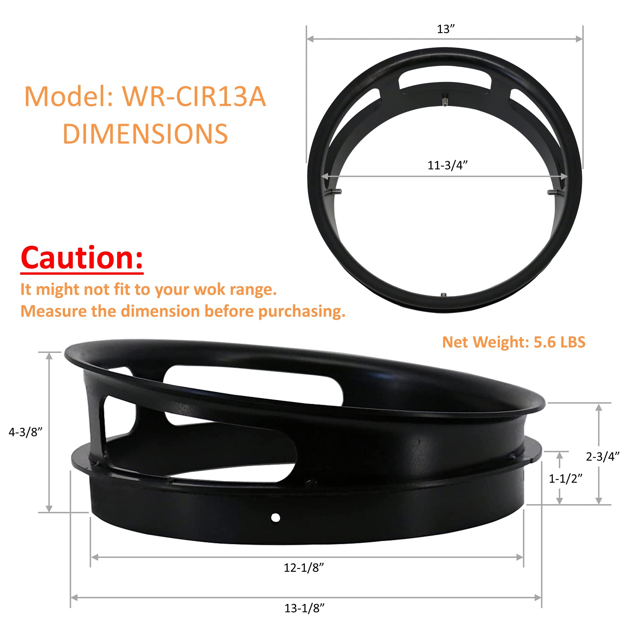 Leyso 13” Diameter 3 Opening Steel Rim to Replace the Worn Out Wok Ring for Chinese Wok Range