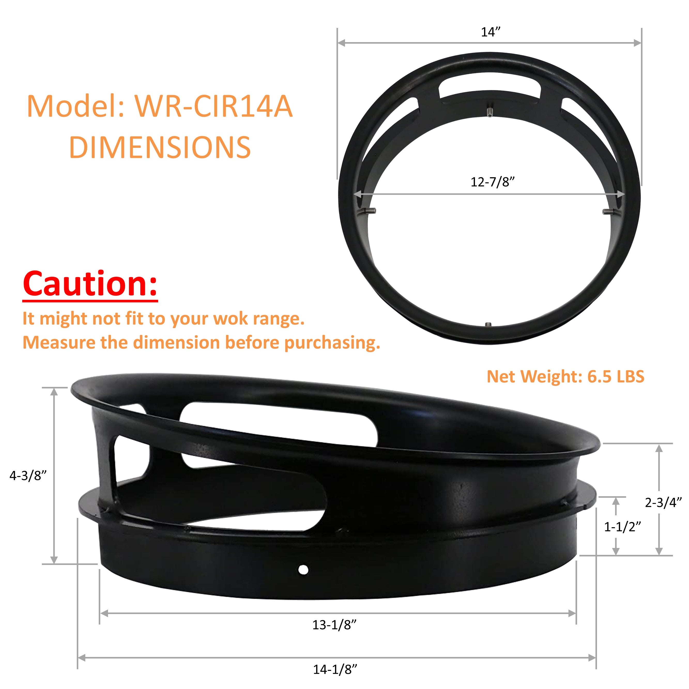 Leyso 14” Diameter 3 Opening Steel Rim to Replace the Worn Out Wok Ring for Chinese Wok Range