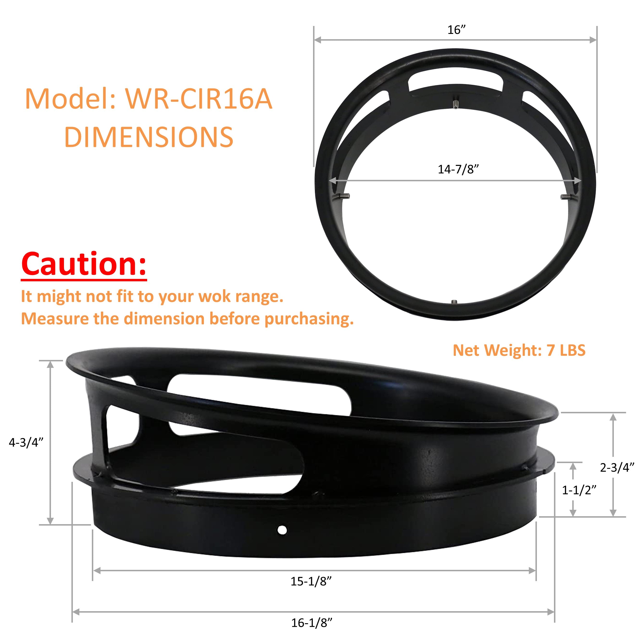 Leyso 16” Diameter 3 Opening Steel Rim to Replace the Worn Out Wok Ring for Chinese Wok Range