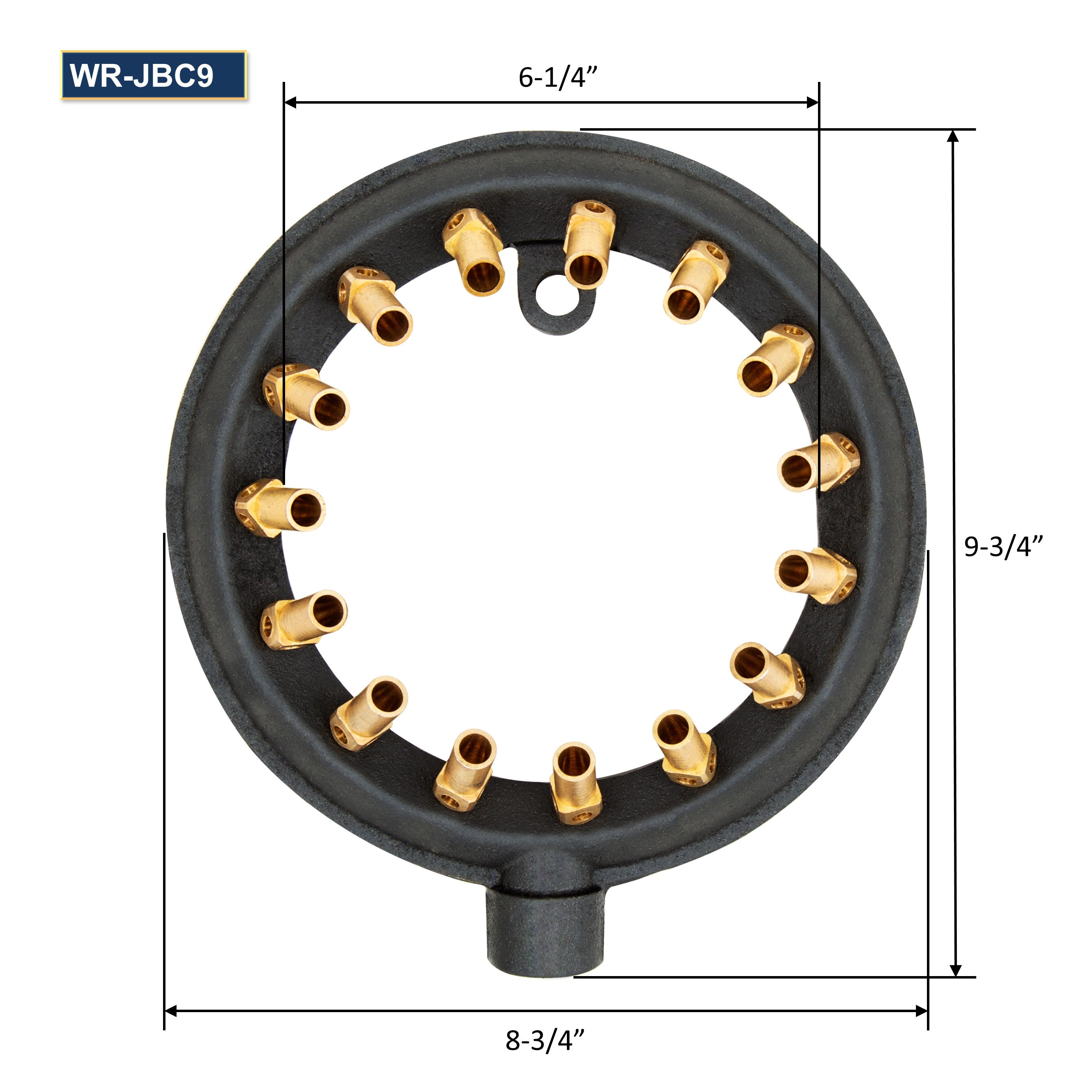 GSW WR-JBC9 Chinese Wok Range 15 Tips Speed Burner, 9" Diameter, 1/2" Gas Pipe Inlet