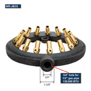 GSW WR-JBC9 Chinese Wok Range 15 Tips Speed Burner, 9" Diameter, 1/2" Gas Pipe Inlet