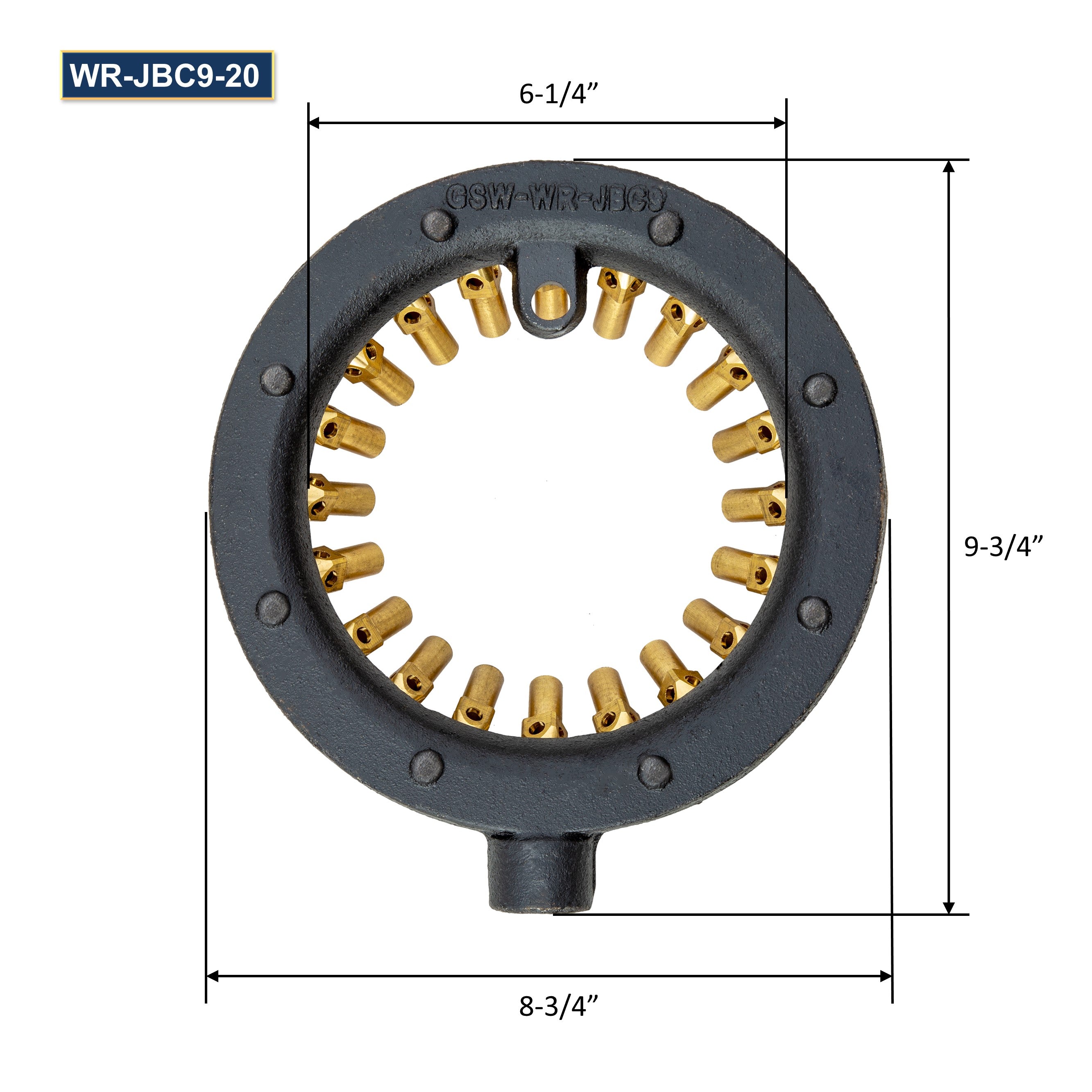 GSW WR-JBC9 Chinese Wok Range 20 Tips Speed Burner, 9" Diameter, 1/2" Gas Pipe Inlet