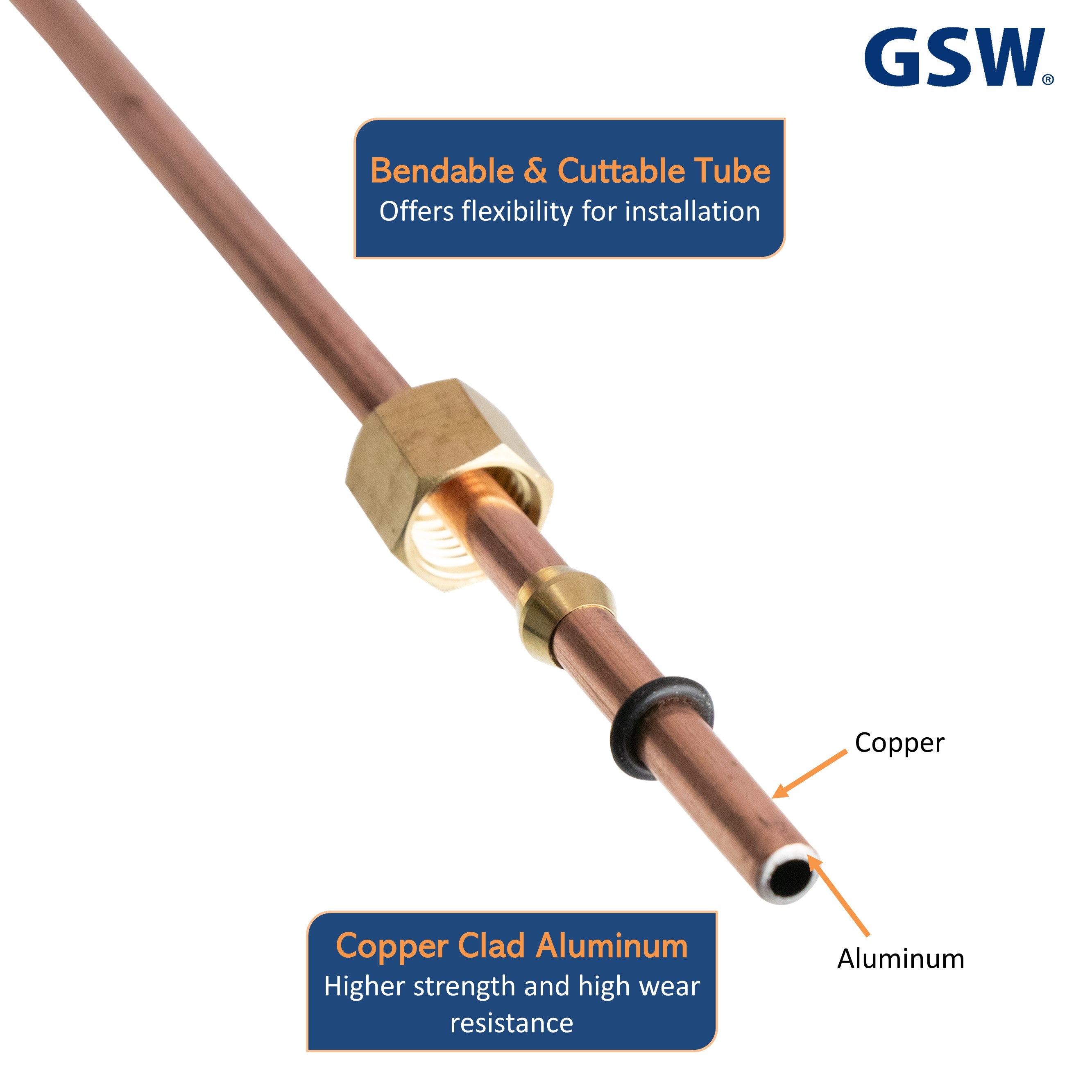 GSW WR-PTC 3/16"OD Bendable Pilot Tubing with Pilot Tip, Nut & Sleeve, Chinese Wok Range Accessory for Commercial Restaurant Kitchen Gas Equipment