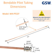 GSW WR-PTC 3/16"OD Bendable Pilot Tubing with Pilot Tip, Nut & Sleeve, Chinese Wok Range Accessory for Commercial Restaurant Kitchen Gas Equipment