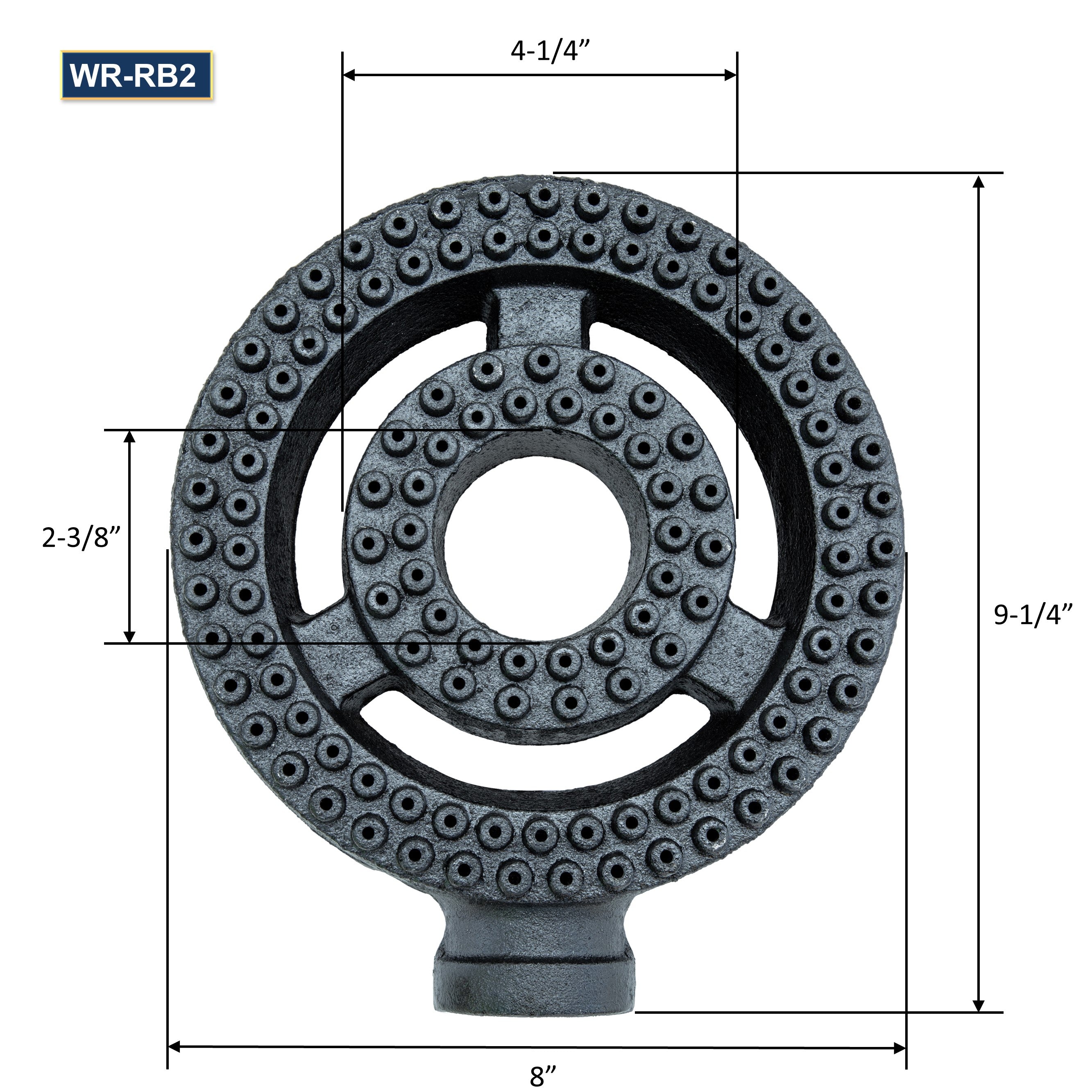 GSW WR-RB2 Two Rings Burner with 1-1/4” Air Shutter, 1-1/4” Pipe 35,000 BTU/HR, Fitting for Stock Pot and Wok Ranges