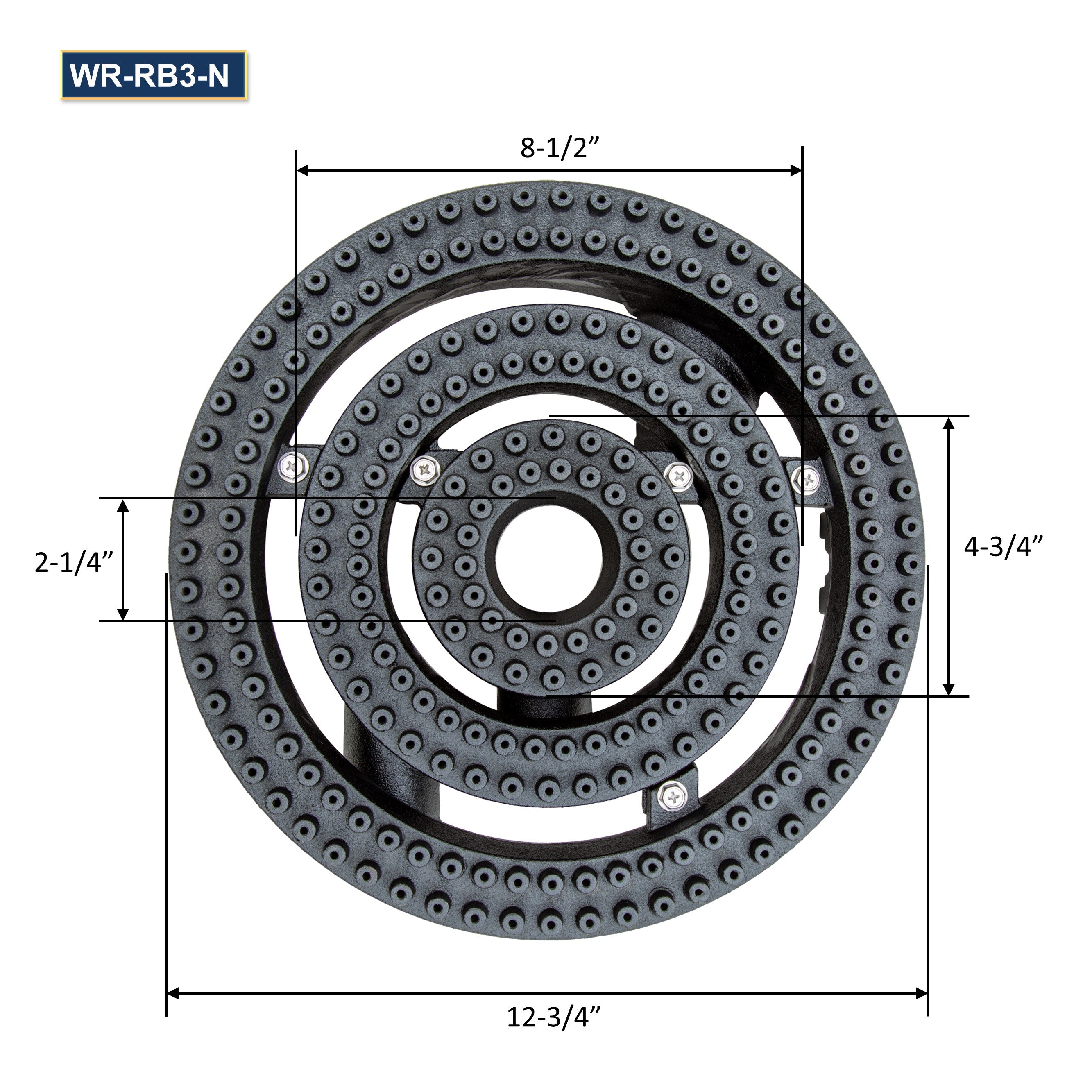 GSW WR-RB3-N Three Rings Burner with 3 Air Shutters, 1” & 3/4” Pipe 90,000 BTU/HR, Fitting for Stock Pot and Wok Ranges