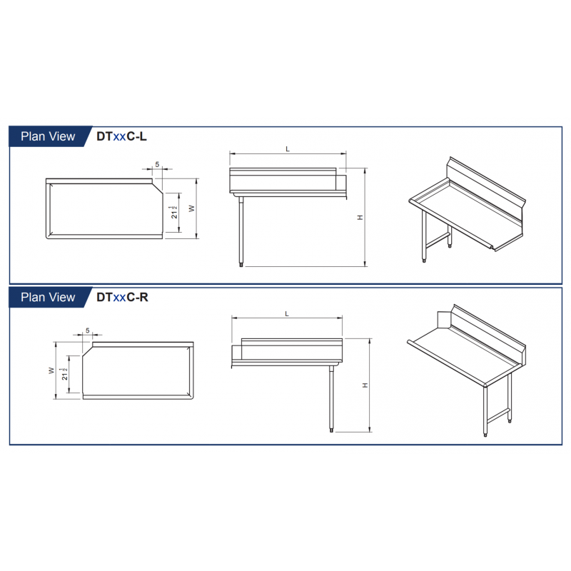 GSW Stainless Steel Clean Dish Table 36"Lx 30"W Left Side