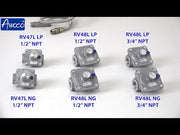 Maxitrol RV47L Natural Gas Pressure Regulator, 1/2" FPT Thread, 13/16" In and Out Opening, 1/2 PSIG In, 4" - 8" WC Out