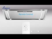 Awoco 30”W Flush Ceiling Mount Split Insert Range Hood, Stainless Steel 4 Speeds 1000 CFM, 8” Round Top Vent LED Lights Remote Control