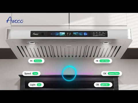 Awoco 36" Under Cabinet Range Hood with Voice, Gesture, Touch & Remote Control, 900 CFM Kitchen Hood with 4-Speed, Stainless Steel Stove Hood with 3 Kitchen Vents, LED Lights, Baffle Filters