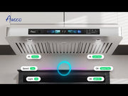 Awoco 36" Under Cabinet Range Hood with Voice, Gesture, Touch & Remote Control, 900 CFM Kitchen Hood with 4-Speed, Stainless Steel Stove Hood with 3 Kitchen Vents, LED Lights, Baffle Filters