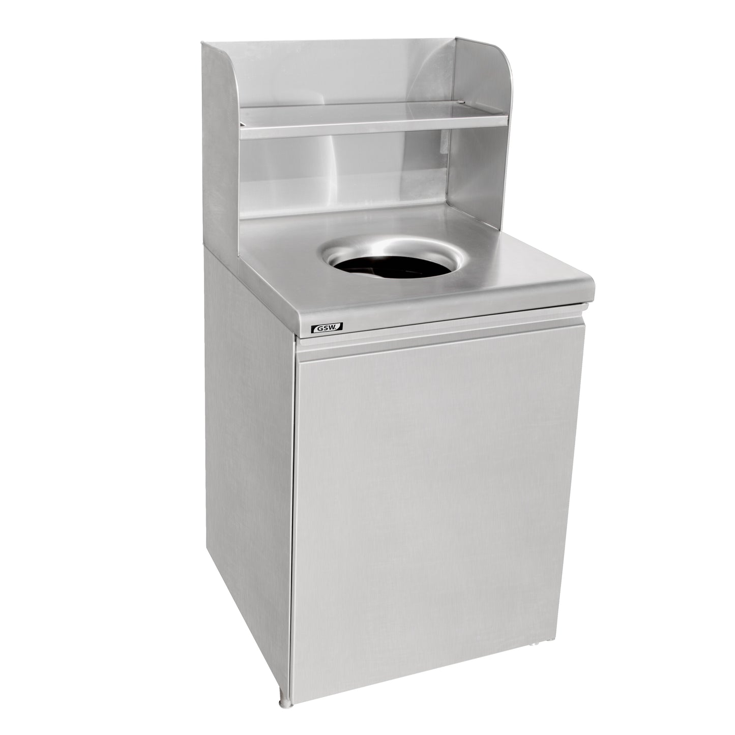 GSW S-WRA32 Full Stainless Steel 32 Gallons Waste Receptacle, Trash Bin Cabinet, with Top Tray Shelf, 26” x 26” x 54-1/2”