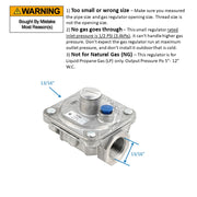 Maxitrol RV48L Liquid Propane Pressure Regulator, 1/2" FPT Thread, 13/16" In and Out Opening, 1/2 PSIG In, 5"-12" WC Out (1/2" Propane Gas LP)