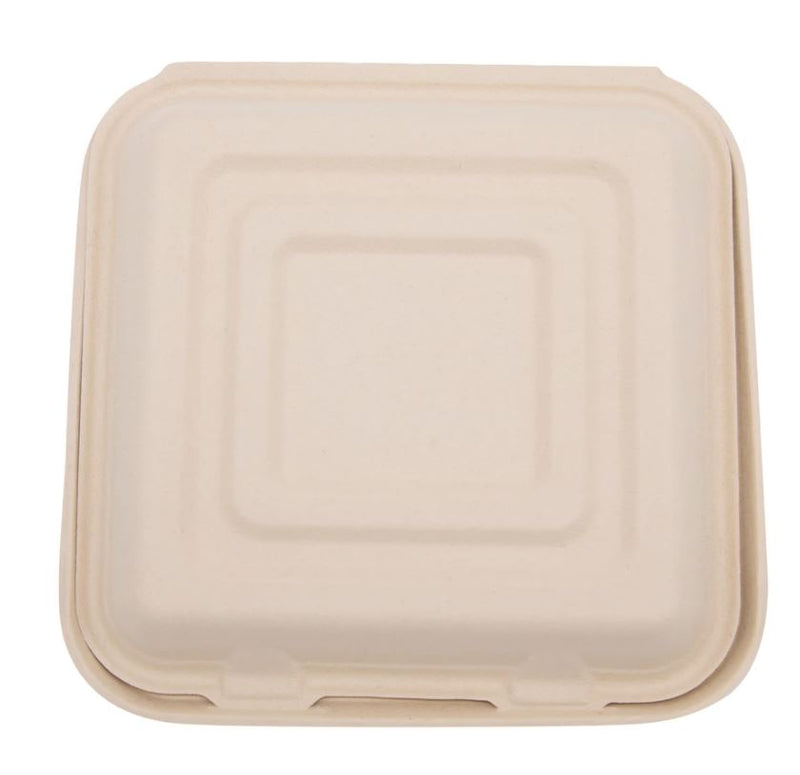 Total Papers 10”X10” 3 Compartment Compostable Wheat Straw Hinged Lid Container (200 pcs)