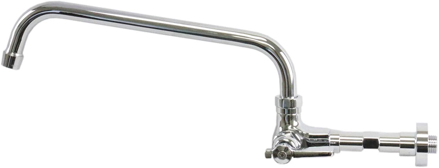 ABC Brass Chrome Commercial Duty Single Lever Wall Mount Chinese Wok Range No Lead Faucet, NSF Approved (12" Swivel Spout)