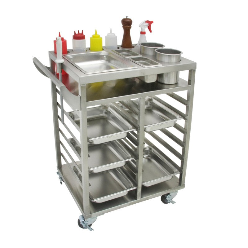 GSW C-TIC Stainless Steel Teppanyaki Ingredient Cart (18”W x 27-½”L x 36”H)