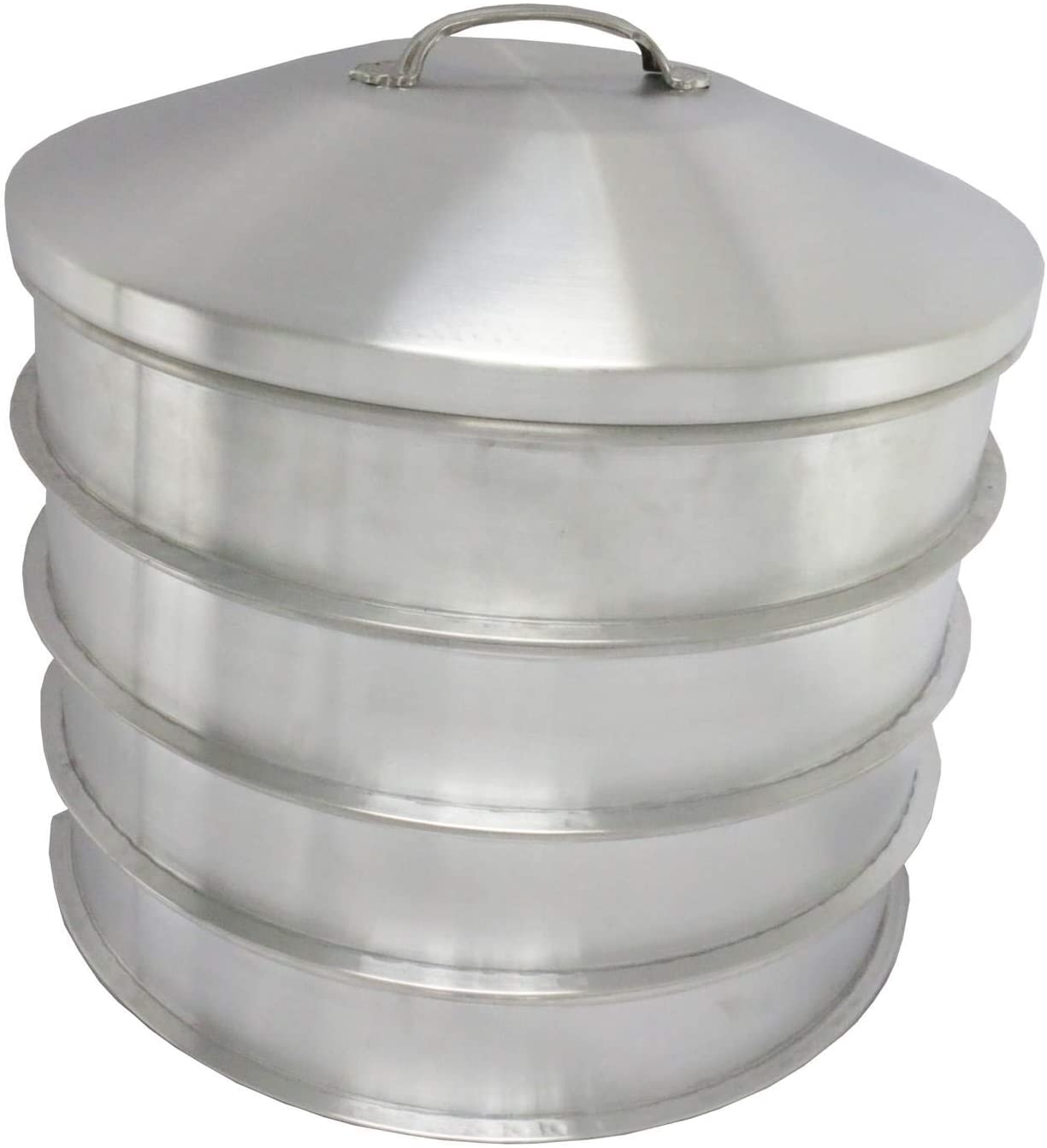Leyso 4 Aluminum Steam Rack with 1 Steam Cap Set, 20" D x 3-1/2" H - Great for Dim Sum, Vegetables, Meat and Fish (5 Piece Set)