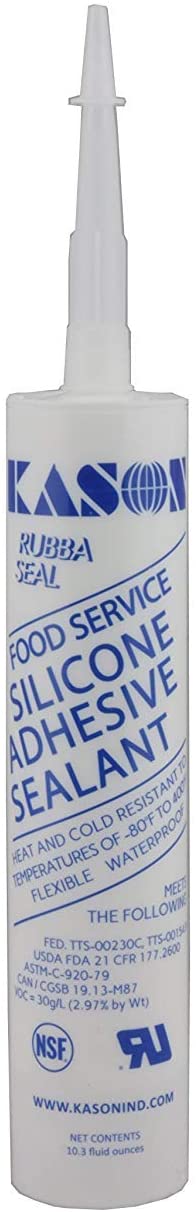 Kason NSF Food Service Silicone Adhesive Sealant Heat/Cold Resistant -80°F to 400°F Flexible Waterproof (White)