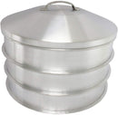 Leyso 3 Aluminum Steam Rack with 1 Steam Cap Set, 20" D x 3-1/2" H - Great for Dim Sum, Vegetables, Meat and Fish (4 Piece Set)