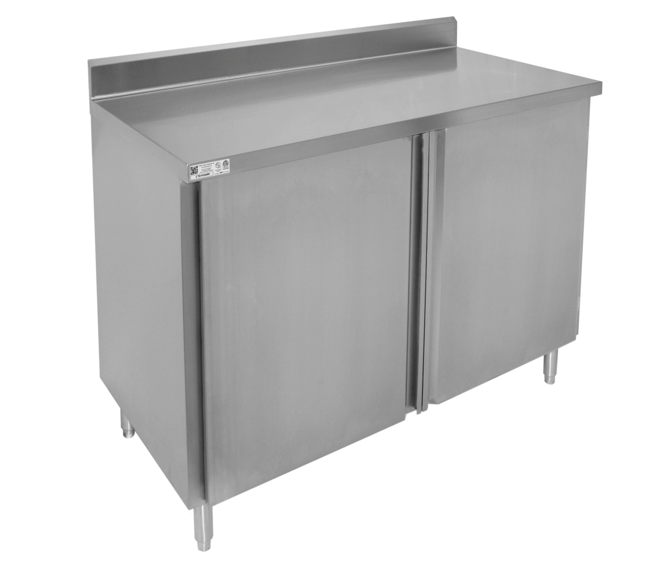 GSW 18 Gauge All Stainless Steel Cabinet 4" Rear Upturn Work Table w/Hinged Door 24"(W) x 72"(L) x 35"(H)