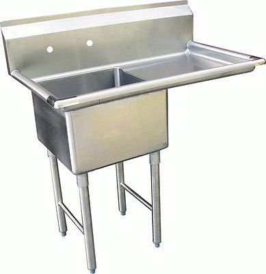 GSW SEE18181R Economy 1 Compartment Stainless Steel Sink with Right Drainboard ETL Certified (18" x 18" Sink Only)