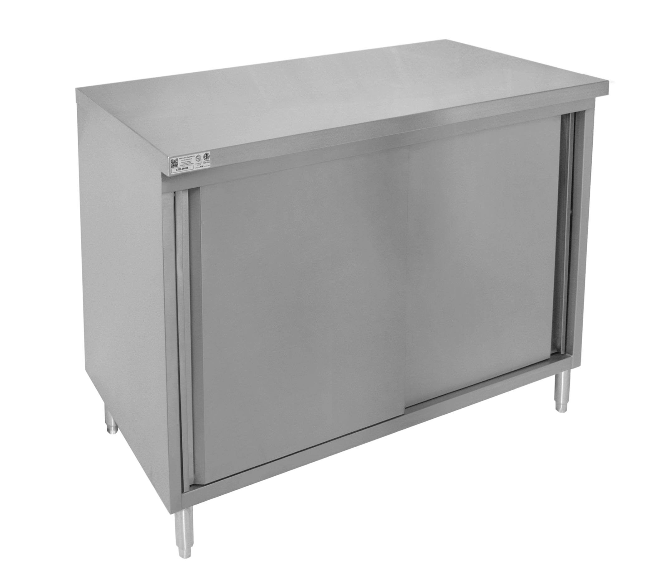 GSW 18 Gauge Flat Top All Stainless Steel Cabinet Enclosed Work Table w/Sliding Door 30"(W) x 72"(L) x 35"(H)