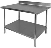 GSW All Stainless Steel Commercial Work Table with 1 Undershelf, 4" Backsplash & Adjustable Bullet Feet (24"D x 36"L x 35"H)