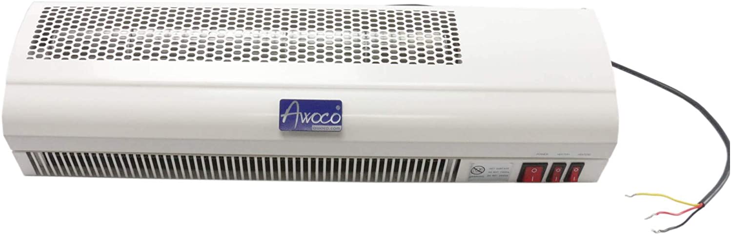 Awoco 24" 240V 3000 Watts 2 Heating Levels 160 CFM Heated Light Weight Air Curtain for Restaurant Drive-Thru Windows