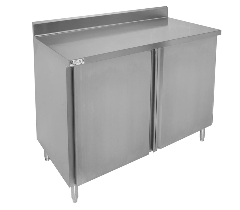 GSW 18 Gauge All Stainless Steel Cabinet 4" Rear Upturn Work Table w/Hinged Door 30"(W) x 72"(L) x 35"(H)