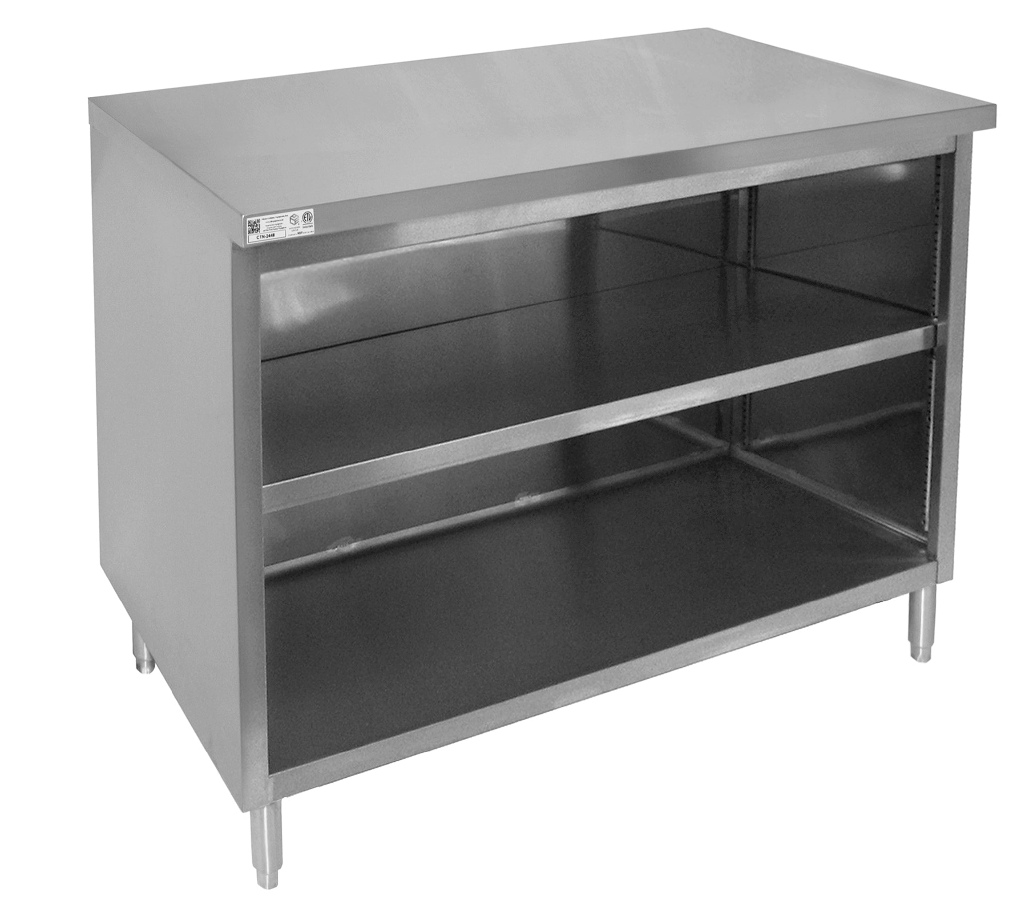 GSW All Stainless Steel Flat Top Enclosed Work Table Cabinet No Door 24"(W) x 72"(L) x 35"(H)