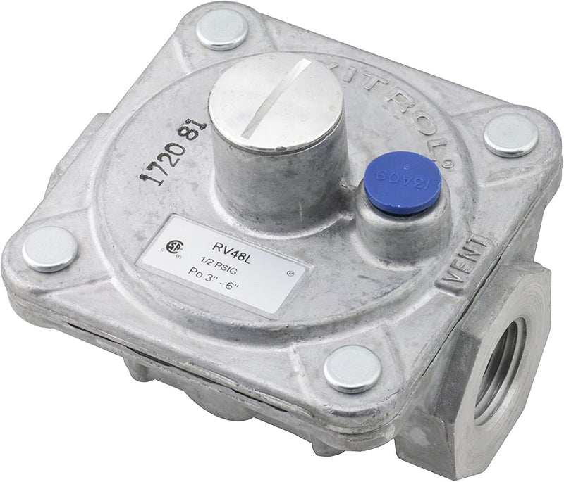 Maxitrol RV48L Natural Gas Pressure Regulator, 1/2" FPT Thread, 13/16" In and Out Opening, 1/2 PSIG In, 3"-6" WC Out (1/2" Natural Gas NG)