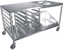 Allstrong Heavy Duty Stainless Steel Premium Donut Table with Bottom Basket, Glazing Dipper, Sugar Pan and Cover (34"W x 66"L x 36"H)