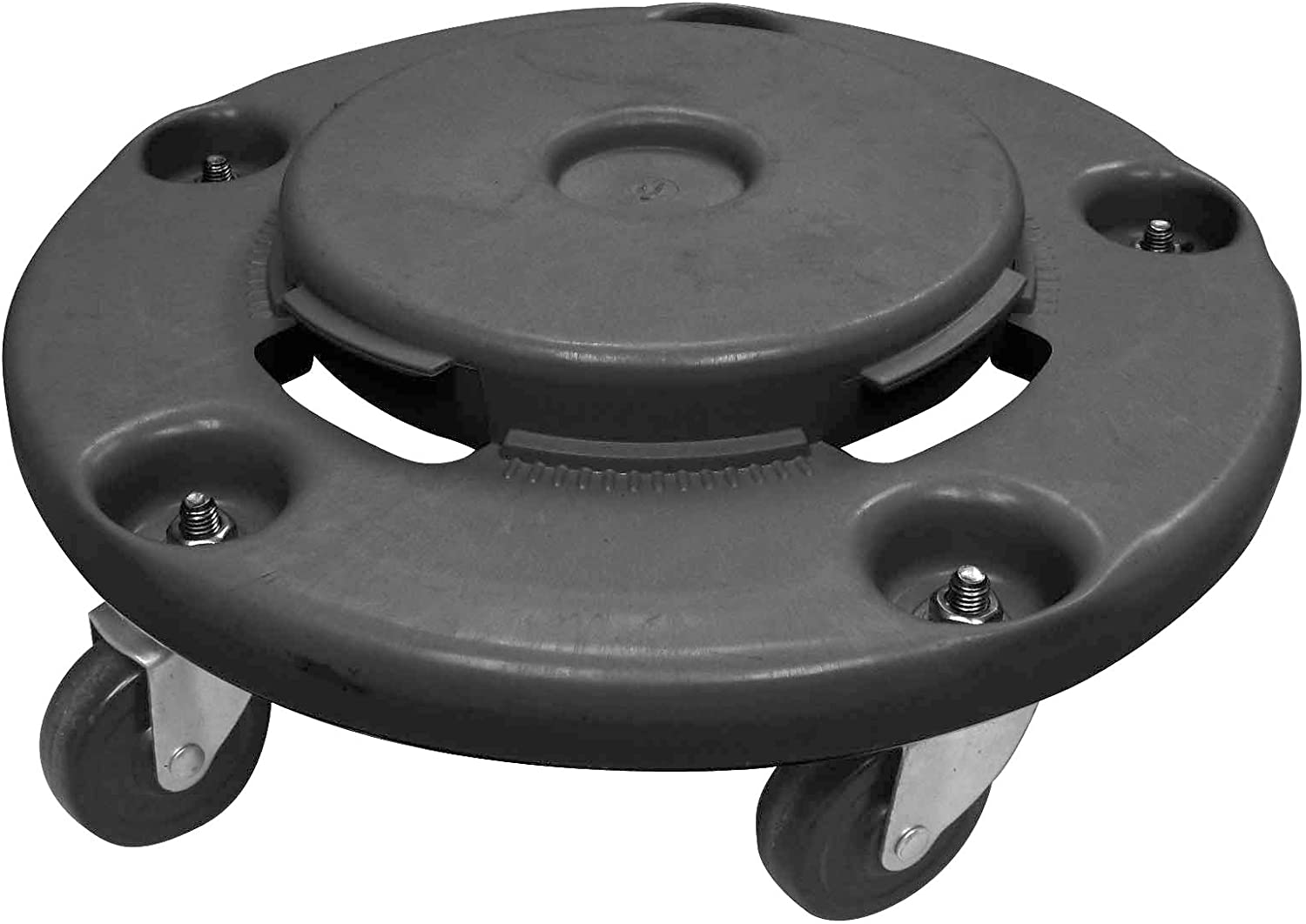 GSW Commercial Heavy Duty Black Twist On/Off Round Dolly for Trash Can, 300lb Capacity, 18 Diameter x 6-1/4”H