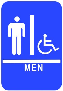 GSW SI-MH69 Blue 9" X 6" Men's Restroom Door Sign with Braille and Handicap Symbol