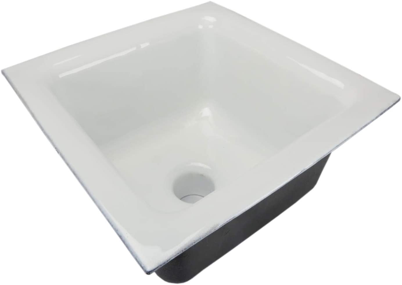 GSW Floor Sink with Dome Strainer, Cast Iron Body & Ceramic Surface 12”W x 12”L x 6”H - Perfect for Restaurant, Bar, Buffet (2” Drain)