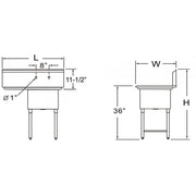 GSW 1 Compartment Stainless Steel Sink with 2 Drainboards, ETL Certified (24" x 24" Sink Only)