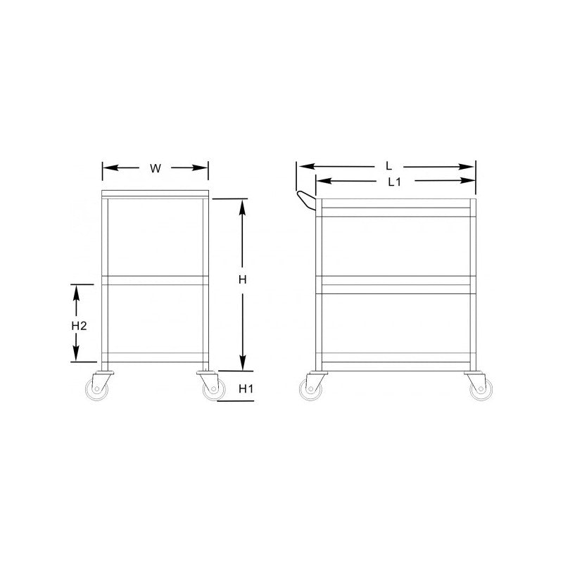 GSW C-3222 Stainless Steel Angle Leg Utility Cart (18”W x 30”L x 34”H)