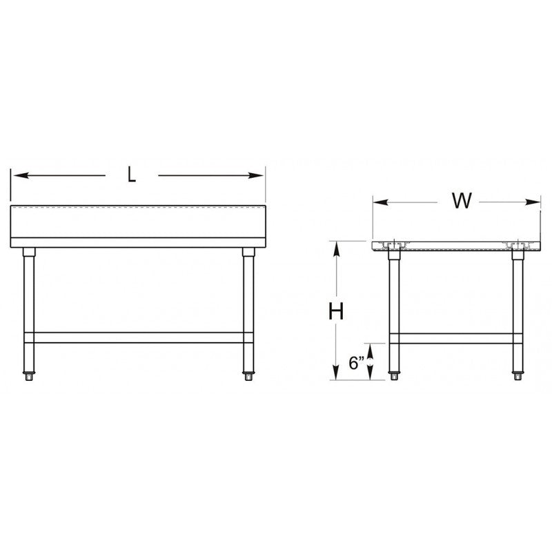 GSW Commercial Work Table with Stainless Steel Top, 1 Galvanized Undershelf, 1-1/2" Backsplash & Adjustable Bullet Feet (24"D x 84"L x 35"H)