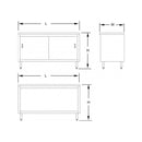 GSW 18 Gauge Flat Top All Stainless Steel Cabinet Enclosed Work Table w/Sliding Door 30"(W) x 72"(L) x 35"(H)