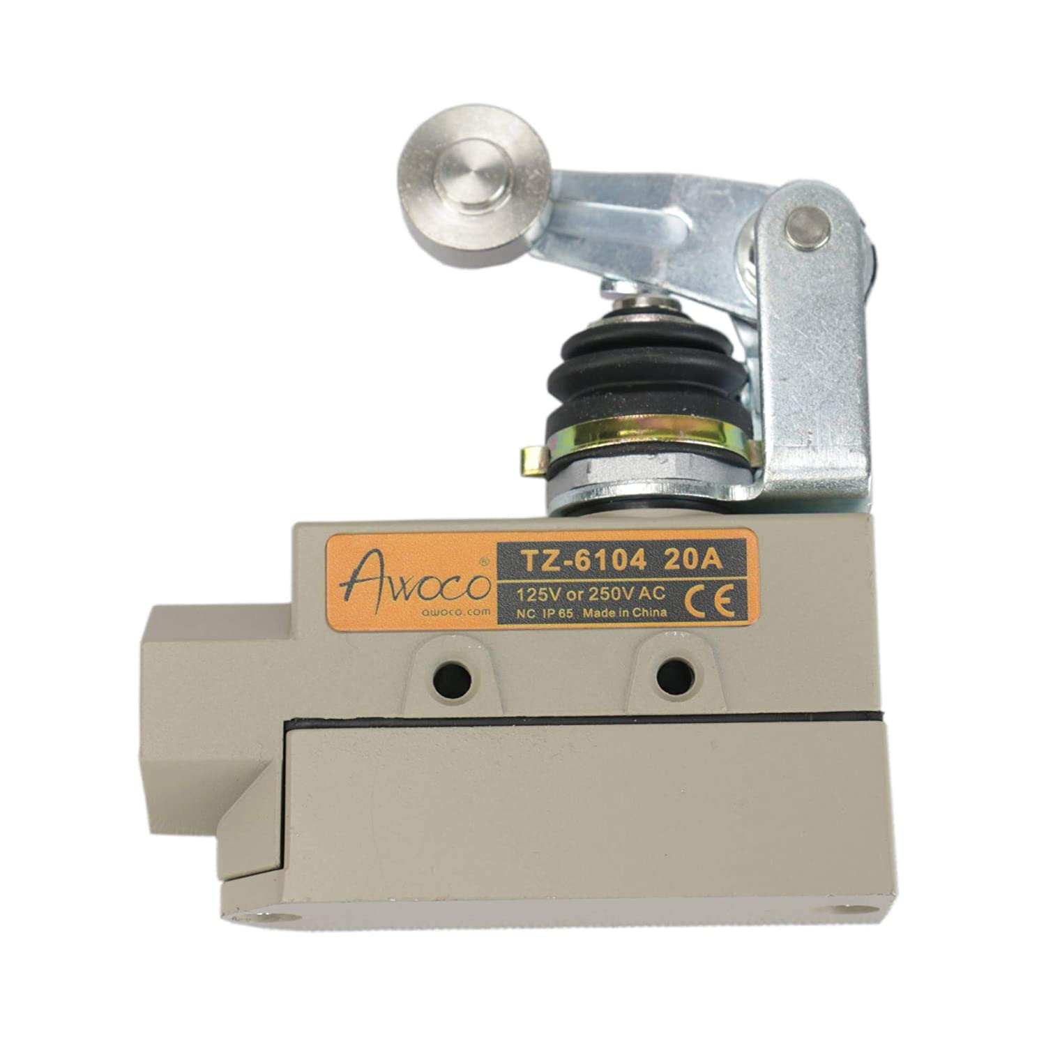Awoco TZ-6104-20A Heavy Duty Commercial Door Micro Switch with Roller Plunger for Air Curtains, 250V 20A IP 65 Limit Switch Type NO and Type NC