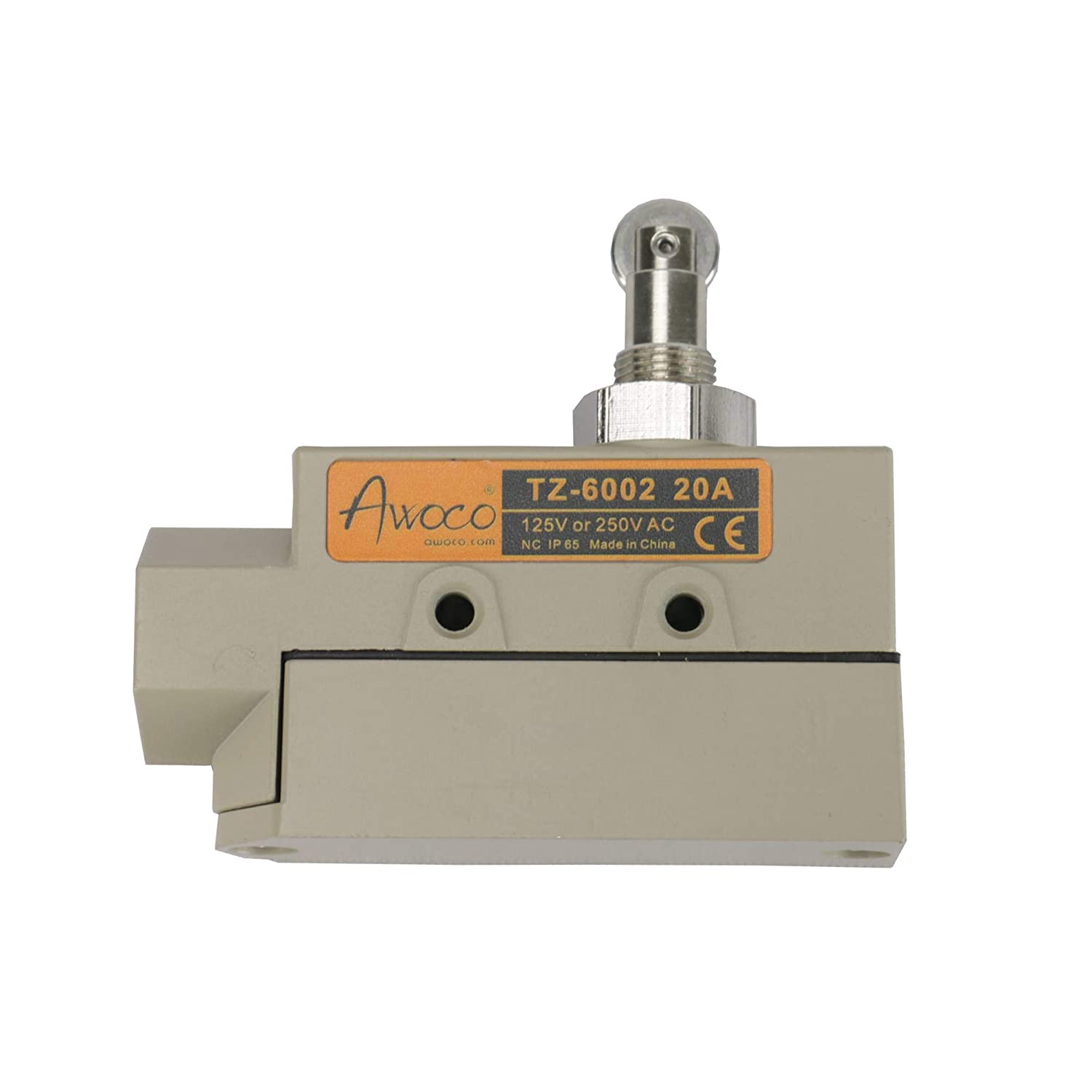 Awoco TZ-6002-20A Heavy Duty Commercial Door Micro Switch with Parallel Roller Plunger for Sliding Doors/Windows for Air Curtains, 250V 20A IP 65 Limit Switch Type NO and Type NC