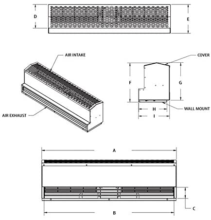 WILLIAMS SLIMT036-00ABL Series 36" Black Slim Tech, Air Curtain, 115V