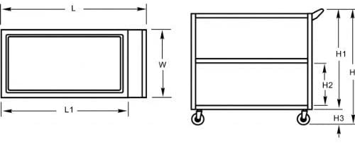 GSW Functional Plastic Utility Bus Cart, 19-1/2" x 41" x 45-1/2"