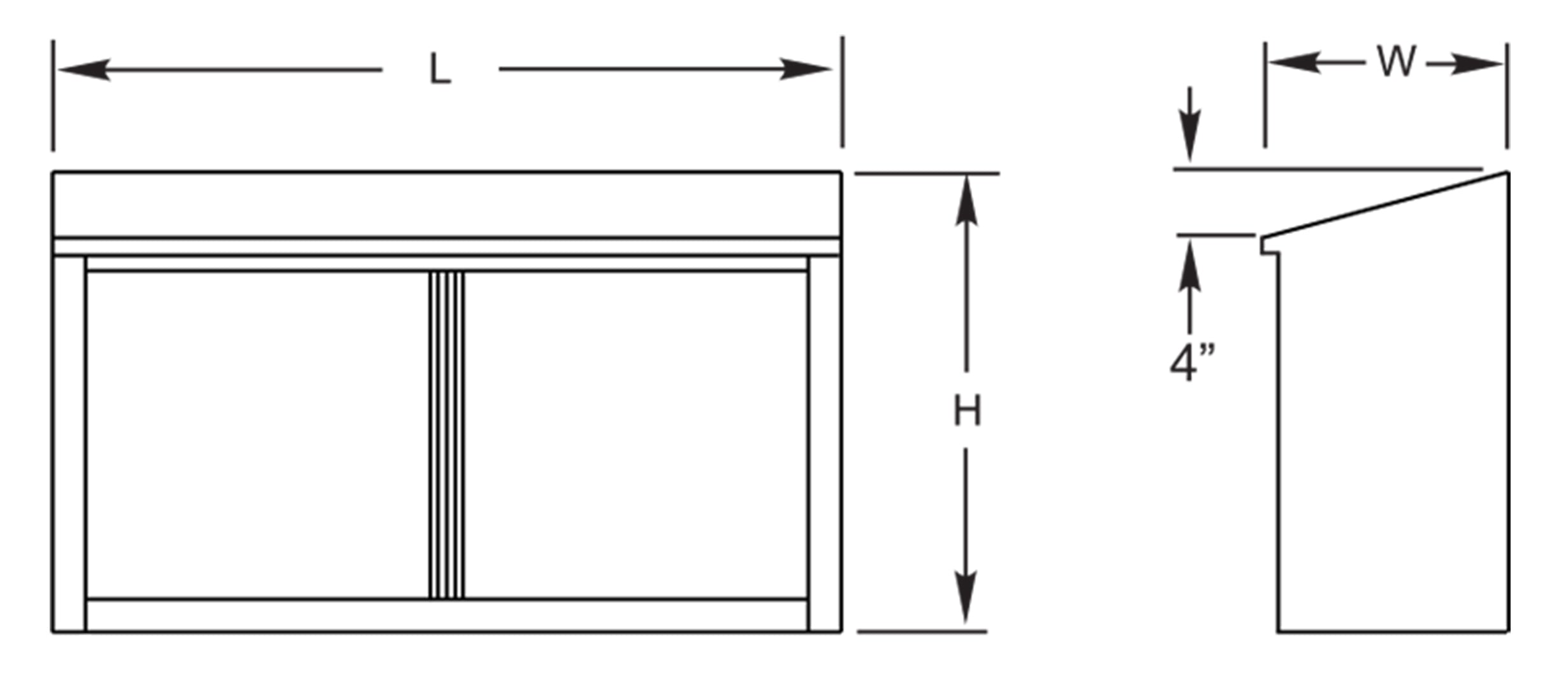 GSW Stainless Steel Slope Top Wall Cabinet with Sliding Door 15"(W) x 72"(L) x 35"(H)