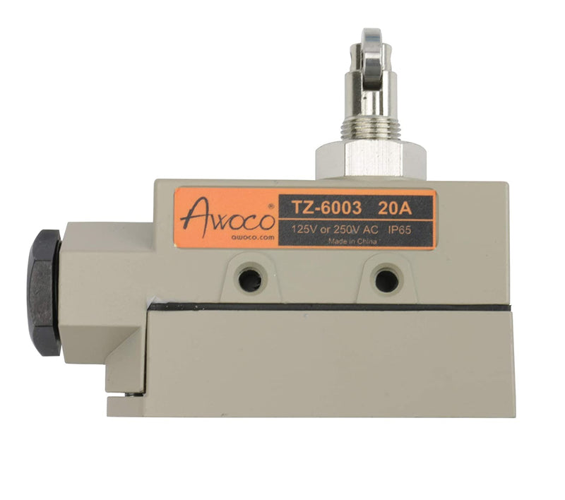 Awoco TZ-6003-20A Heavy Duty Commercial Door Micro Switch with Cross Roller Plunger for Awoco Air Curtains, 250V 20A IP 65 Limit Switch Type NO and Type NC