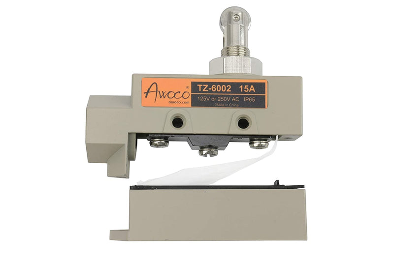 Awoco TZ-6002-15A Heavy Duty Commercial Door Micro Switch with Parallel Roller Plunger for Sliding Doors/Windows for Air Curtains, 250V 15A IP 65 Limit Switch Type NO and Type NC