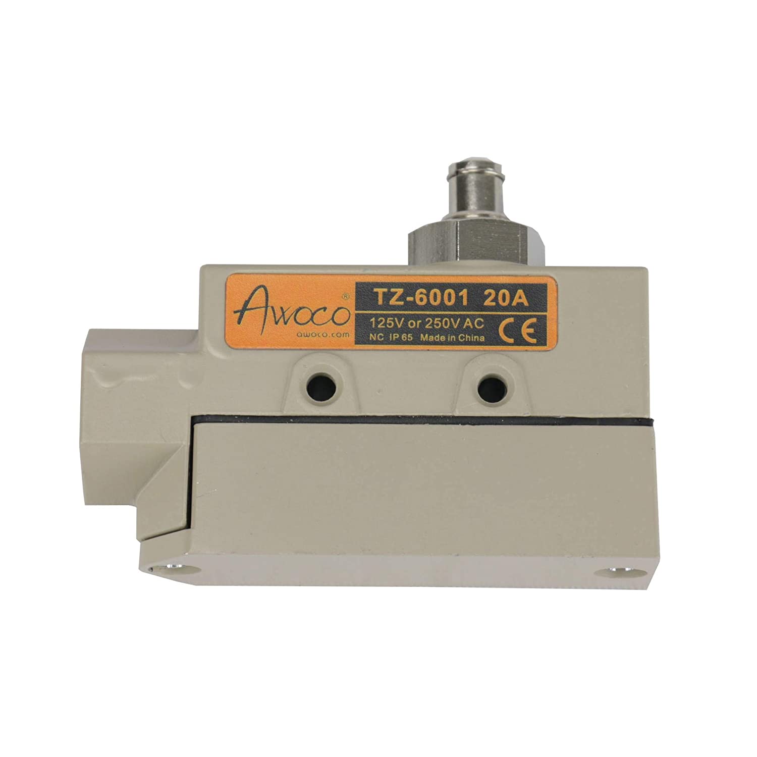 Awoco TZ-6001-20A Heavy Duty Commercial Plunger Door Micro Switch for Air Curtains, 250V 20A IP 65 Limit Switch Type NO and Type NC