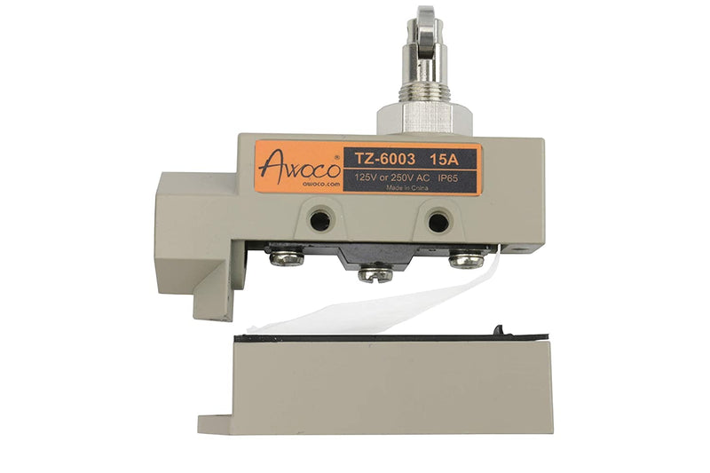 Awoco TZ-6003-15A Heavy Duty Commercial Door Micro Switch with Cross Roller Plunger for Air Curtains, 250V 15A IP 65 Limit Switch Type NO and Type NC