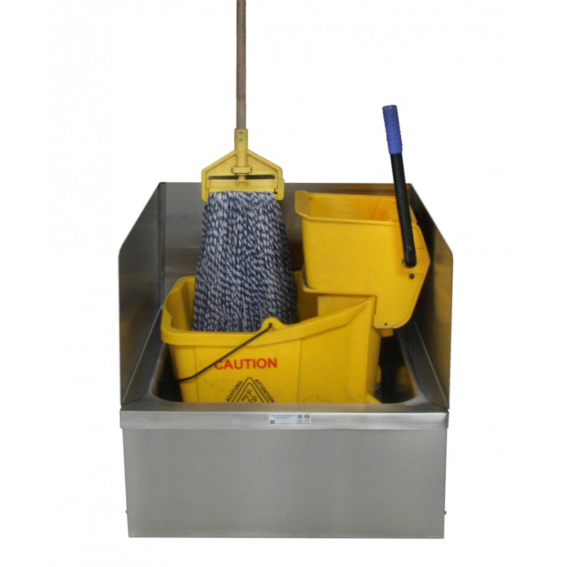 GSW Floor Mounted Mop Sink with Splash Guards (24”D x 24”W x 14”H)
